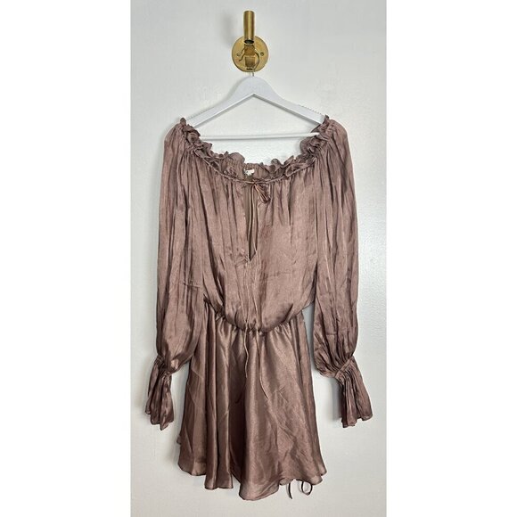 HOUSE OF CB Chaya Off Shoulder Dress in Hazelnut Size Small - Picture 5 of 16